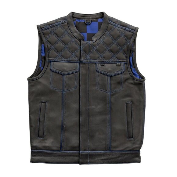 Men's Motorcycle Leather Vest - Picture 2 of 4